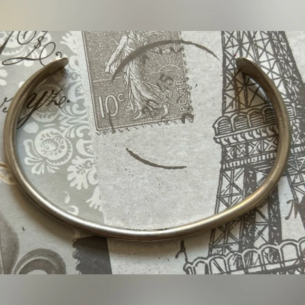 Vintage Sterling Silver Thin Cuff with hammered ends